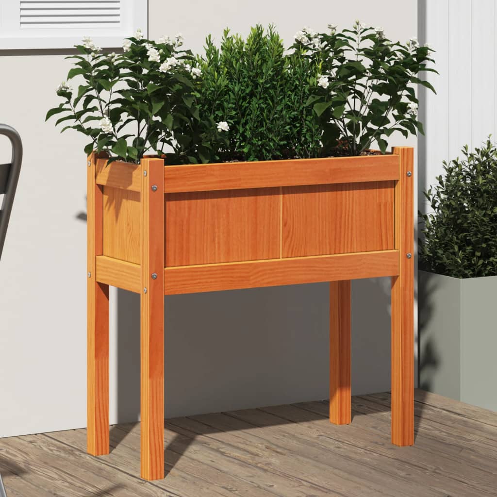Vidaxx Pflanzgefäß mit Beinen 70x31x70 cm Kiefernholz, braun gewaschen