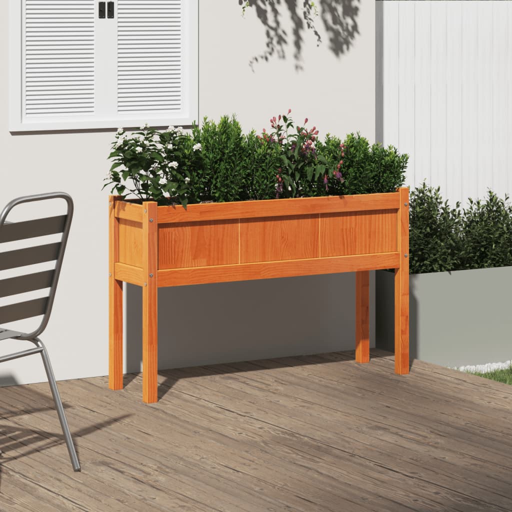 Vidaxx Pflanzgefäß mit Beinen 110x31x70 cm Kiefernholz, braun gewaschen