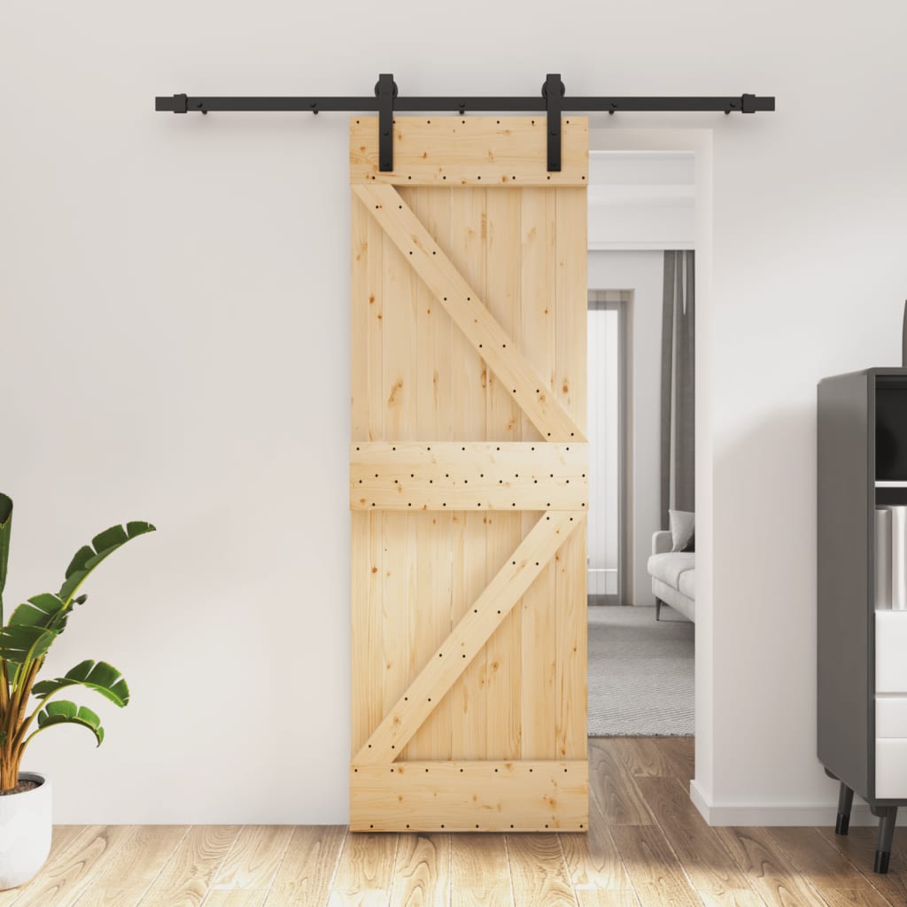 VidaXL Schiebetür mit Beschlägen 70x210 cm massives Kiefernholz