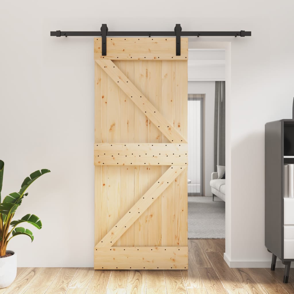 VidaXL Schiebetür mit Beschlägen 85x210 cm massives Kiefernholz