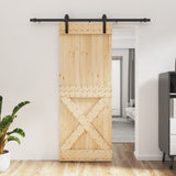 VidaXL Schiebetür mit Beschlägen 80x210 cm massives Kiefernholz