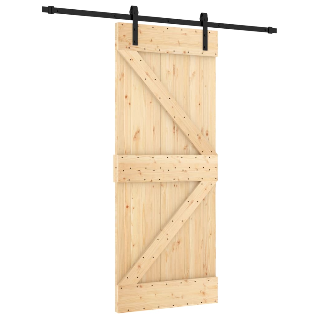 VidaXL Schiebetür mit Beschlägen 85x210 cm massives Kiefernholz