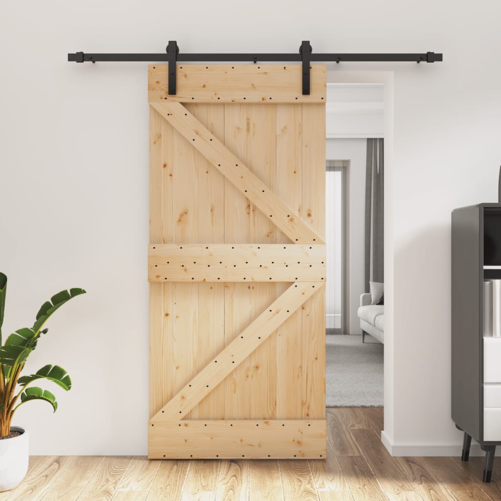 VidaXL Schiebetür mit Beschlägen 95x210 cm massives Kiefernholz