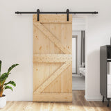 VidaXL Schiebetür mit Beschlägen 95x210 cm massives Kiefernholz
