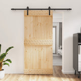 VidaXL Schiebetür mit Beschlägen 95x210 cm massives Kiefernholz