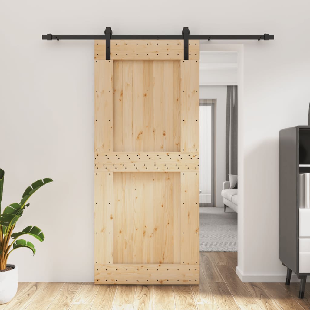 VidaXL Schiebetür mit Beschlägen 90x210 cm massives Kiefernholz