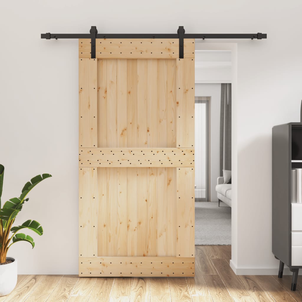 VidaXL Schiebetür mit Beschlägen 100x210 cm massives Kiefernholz