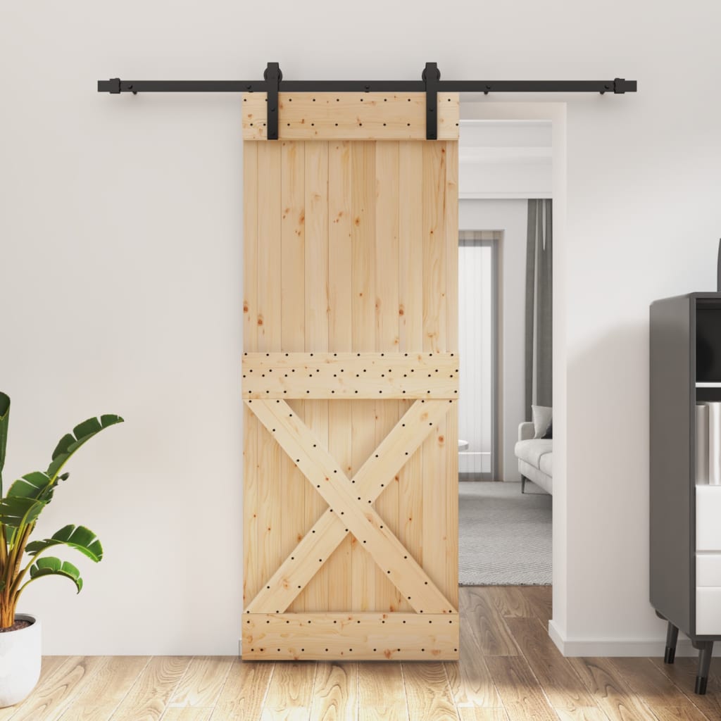 VidaXL Schiebetür mit Beschlägen 80x210 cm massives Kiefernholz