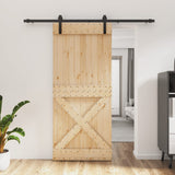 VidaXL Schiebetür mit Beschlägen 90x210 cm massives Kiefernholz