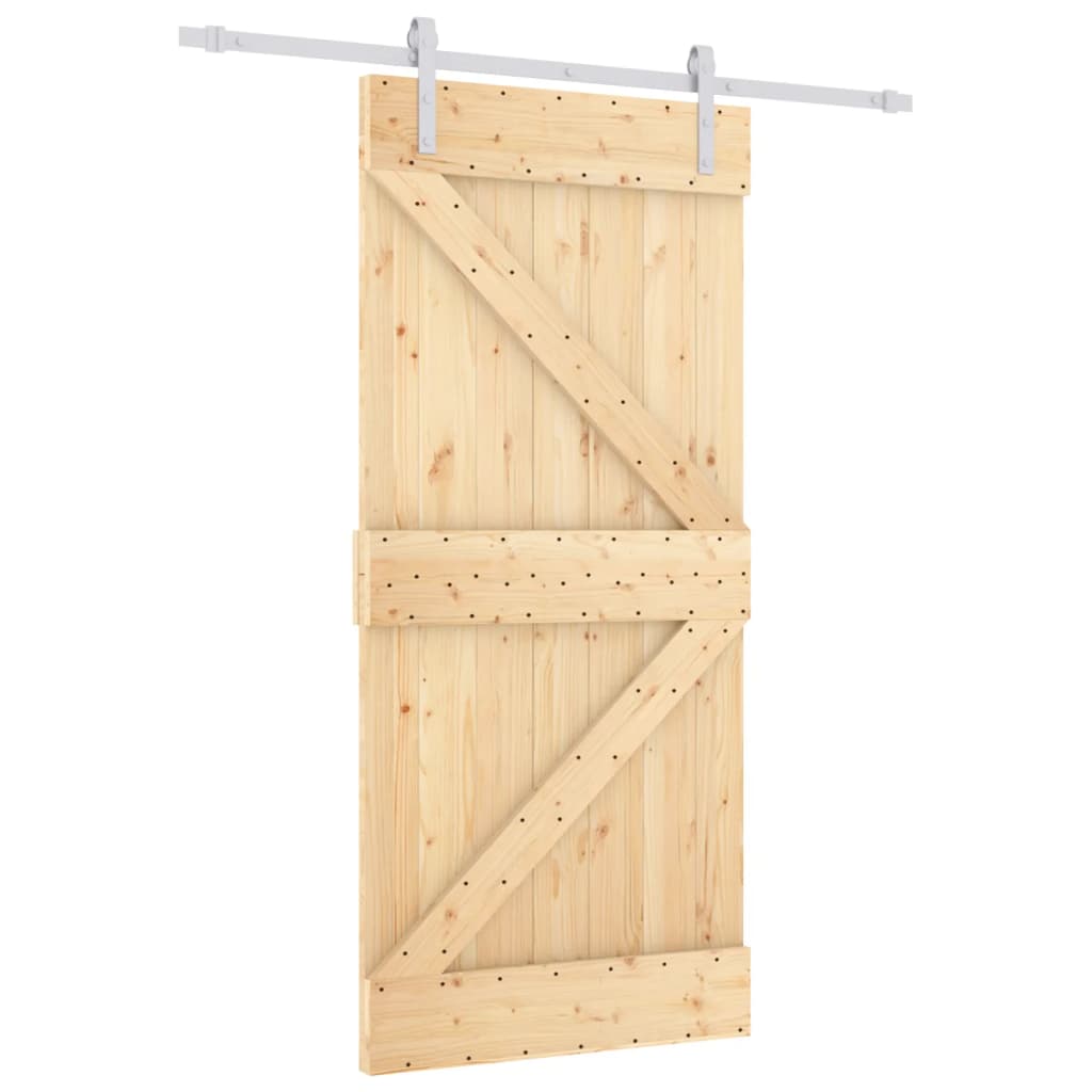 VidaXL Schiebetür mit Beschlägen 90x210 cm massives Kiefernholz