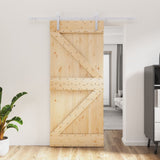 VidaXL Schiebetür mit Beschlägen 90x210 cm massives Kiefernholz