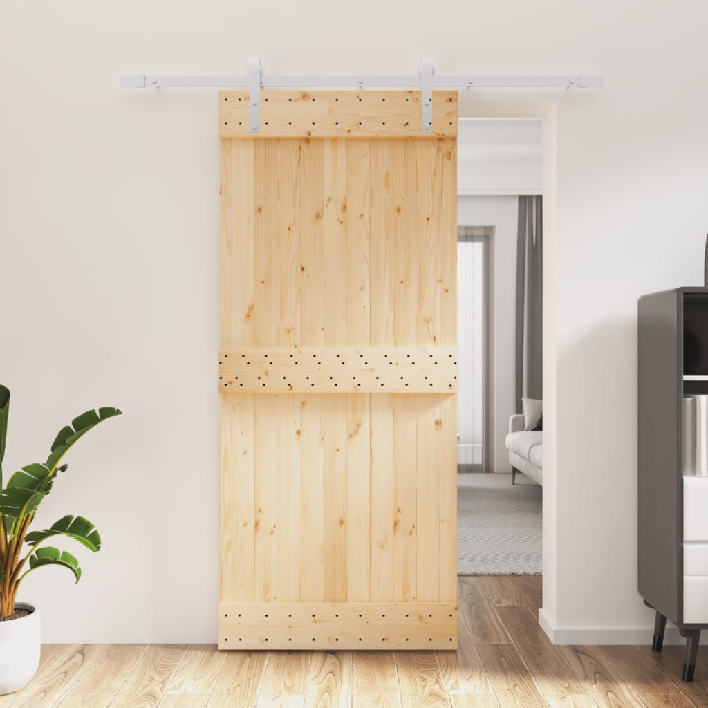 VidaXL Schiebetür mit Beschlägen 90x210 cm massives Kiefernholz