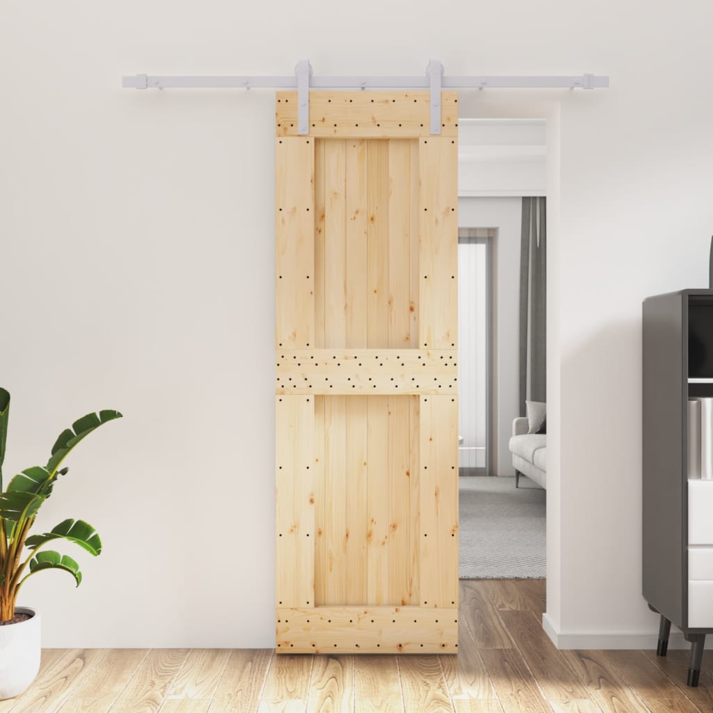 VidaXL Schiebetür mit Beschlägen 70x210 cm massives Kiefernholz
