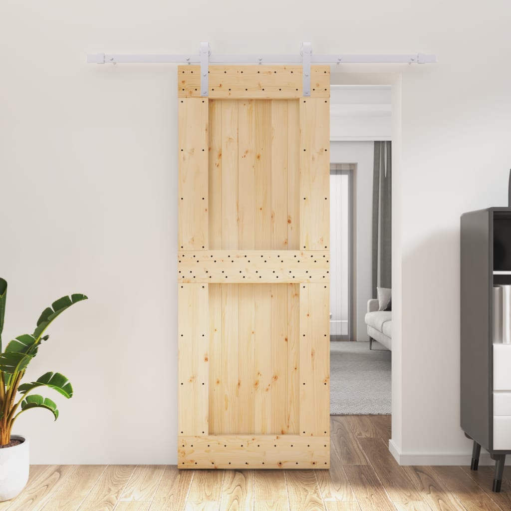 VidaXL Schiebetür mit Beschlägen 80x210 cm massives Kiefernholz