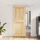 VidaXL Schiebetür mit Beschlägen 85x210 cm massives Kiefernholz
