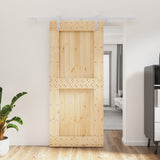 VidaXL Schiebetür mit Beschlägen 90x210 cm massives Kiefernholz