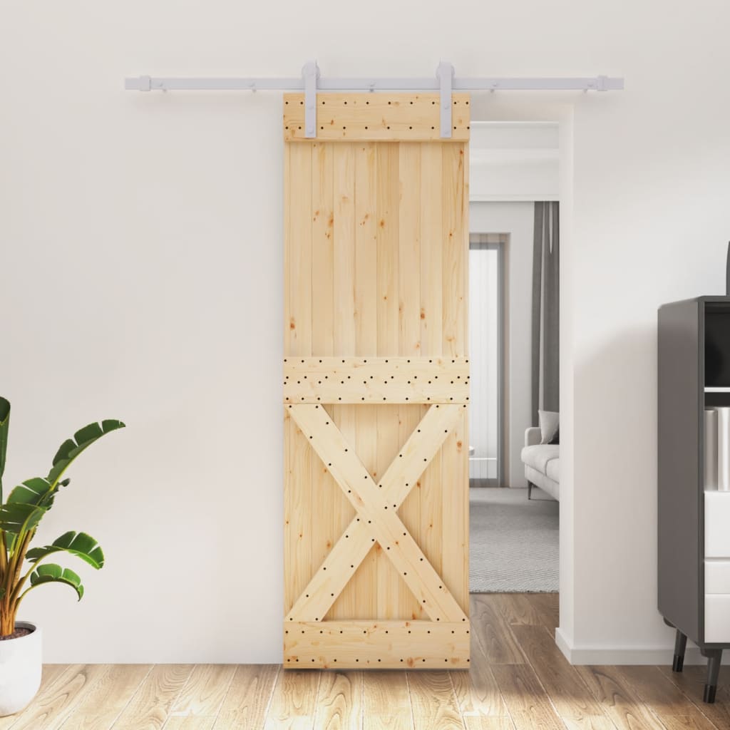 VidaXL Schiebetür mit Beschlägen 70x210 cm massives Kiefernholz
