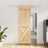 VidaXL Schiebetür mit Beschlägen 70x210 cm massives Kiefernholz