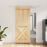 VidaXL Schiebetür mit Beschlägen 85x210 cm massives Kiefernholz
