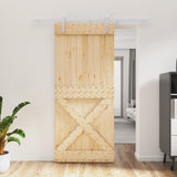 VidaXL Schiebetür mit Beschlägen 90x210 cm massives Kiefernholz