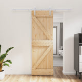 VidaXL Schiebetür mit Beschlägen 70x210 cm massives Kiefernholz