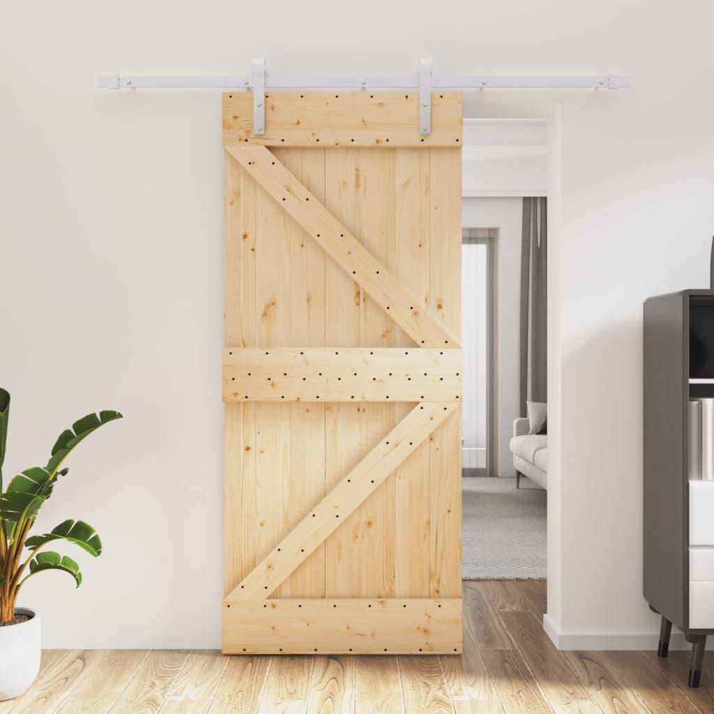 VidaXL Schiebetür mit Beschlägen 90x210 cm massives Kiefernholz