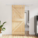 VidaXL Schiebetür mit Beschlägen 90x210 cm massives Kiefernholz