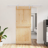 VidaXL Schiebetür mit Beschlägen 85x210 cm massives Kiefernholz