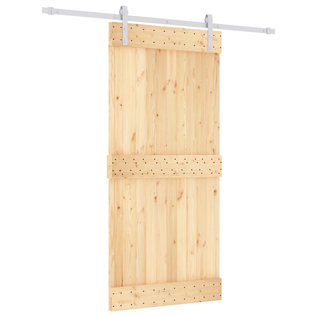 VidaXL Schiebetür mit Beschlägen 95x210 cm massives Kiefernholz