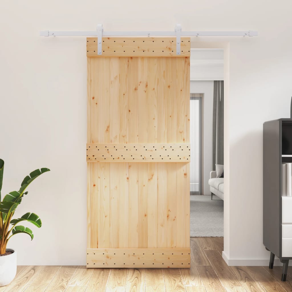 VidaXL Schiebetür mit Beschlägen 95x210 cm massives Kiefernholz