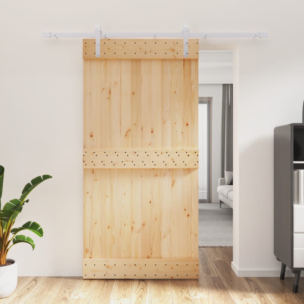 VidaXL Schiebetür mit Beschlägen 100x210 cm massives Kiefernholz