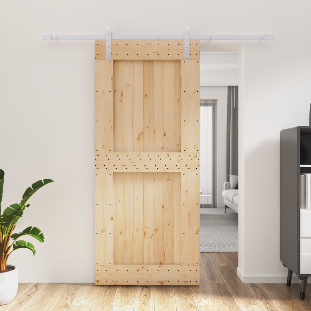 VidaXL Schiebetür mit Beschlägen 90x210 cm massives Kiefernholz