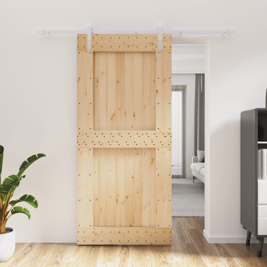 VidaXL Schiebetür mit Beschlägen 95x210 cm massives Kiefernholz
