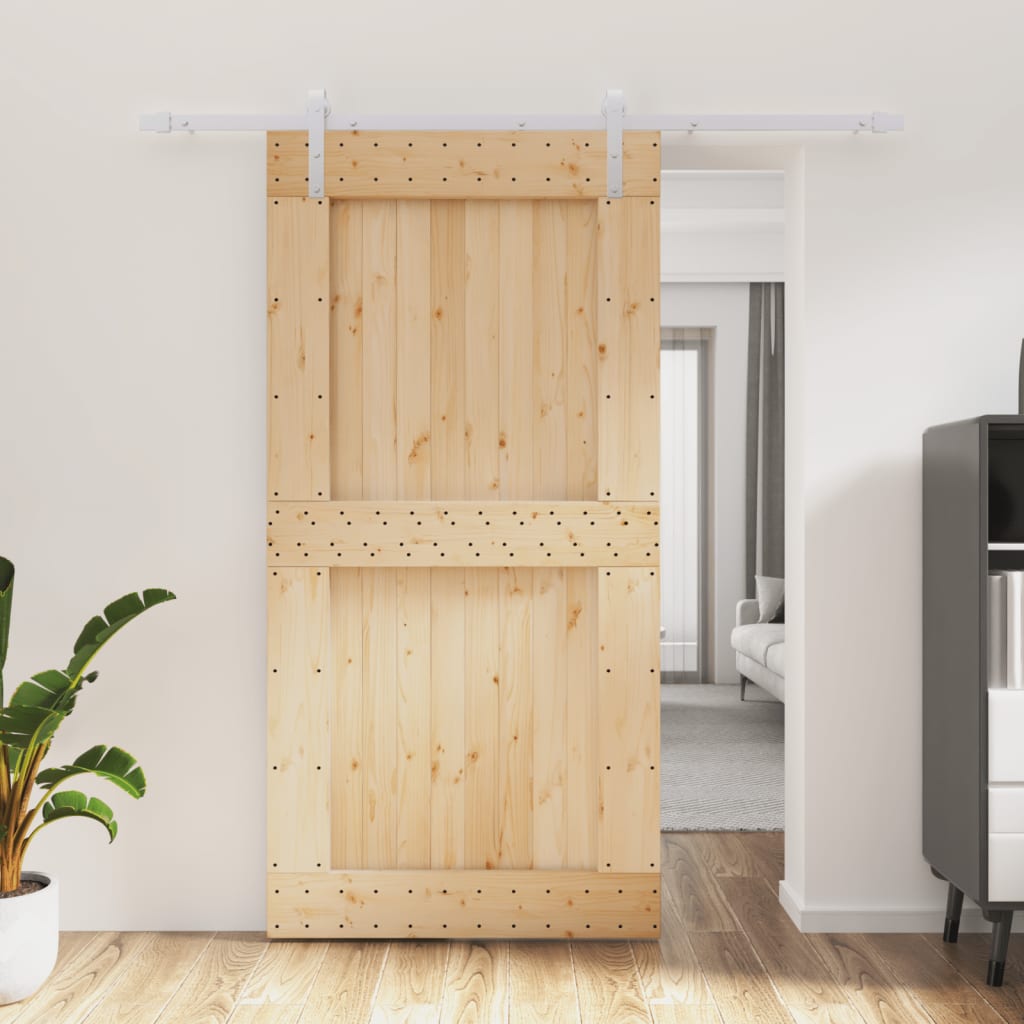 VidaXL Schiebetür mit Beschlägen 100x210 cm massives Kiefernholz