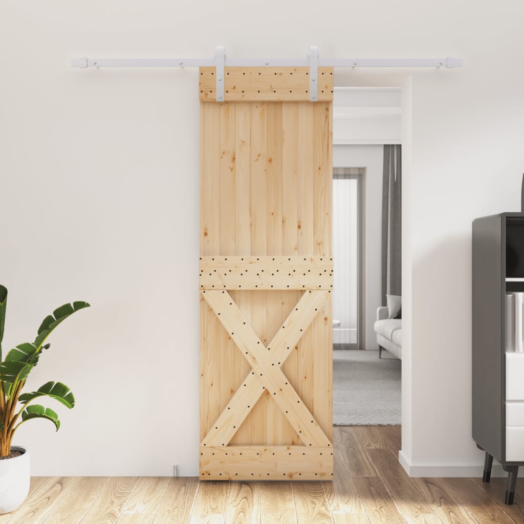 VidaXL Schiebetür mit Beschlägen 70x210 cm massives Kiefernholz