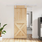 VidaXL Schiebetür mit Beschlägen 80x210 cm massives Kiefernholz