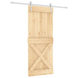 VidaXL Schiebetür mit Beschlägen 85x210 cm massives Kiefernholz