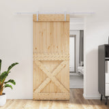 VidaXL Schiebetür mit Beschlägen 90x210 cm massives Kiefernholz