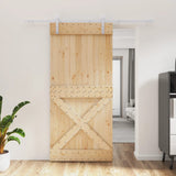 VidaXL Schiebetür mit Beschlägen 95x210 cm massives Kiefernholz