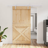VidaXL Schiebetür mit Beschlägen 100x210 cm massives Kiefernholz