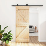 VidaXL Schiebetür mit Beschlägen 70x210 cm massives Kiefernholz