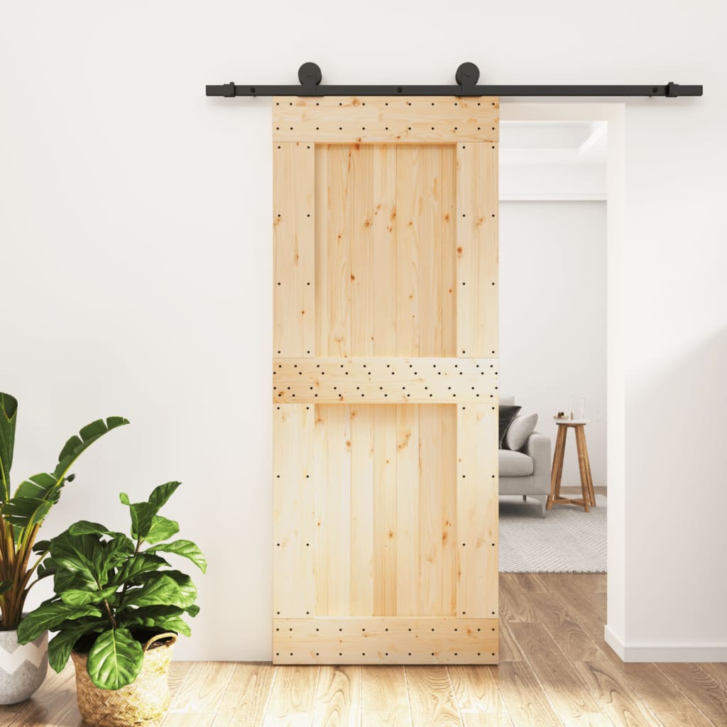 VidaXL Schiebetür mit Beschlägen 85x210 cm massives Kiefernholz