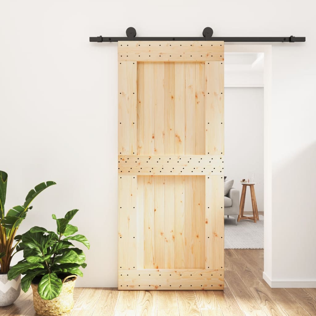VidaXL Schiebetür mit Beschlägen 90x210 cm massives Kiefernholz