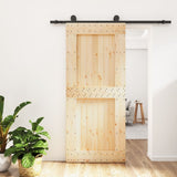 VidaXL Schiebetür mit Beschlägen 90x210 cm massives Kiefernholz