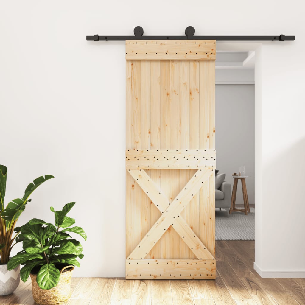 VidaXL Schiebetür mit Beschlägen 80x210 cm massives Kiefernholz