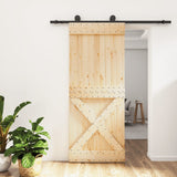 VidaXL Schiebetür mit Beschlägen 85x210 cm massives Kiefernholz