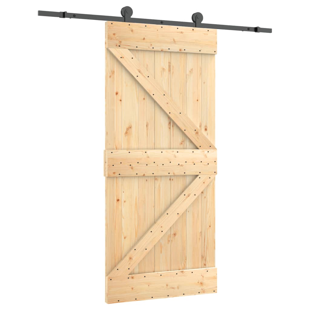VidaXL Schiebetür mit Beschlägen 95x210 cm massives Kiefernholz