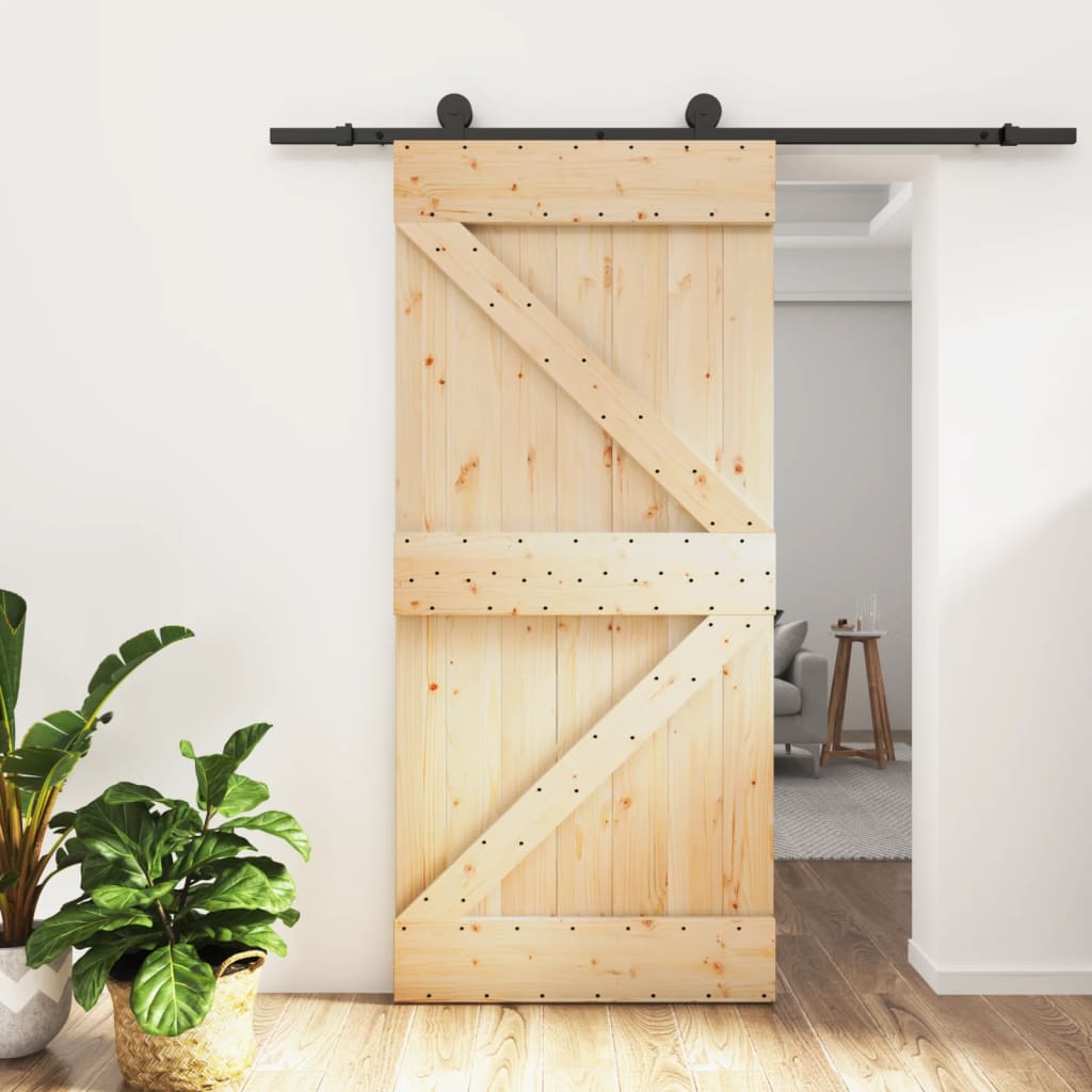 VidaXL Schiebetür mit Beschlägen 95x210 cm massives Kiefernholz