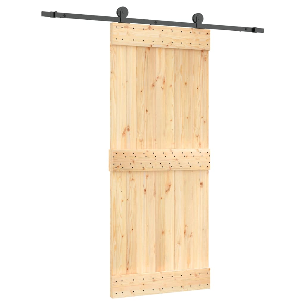 VidaXL Schiebetür mit Beschlägen 85x210 cm massives Kiefernholz