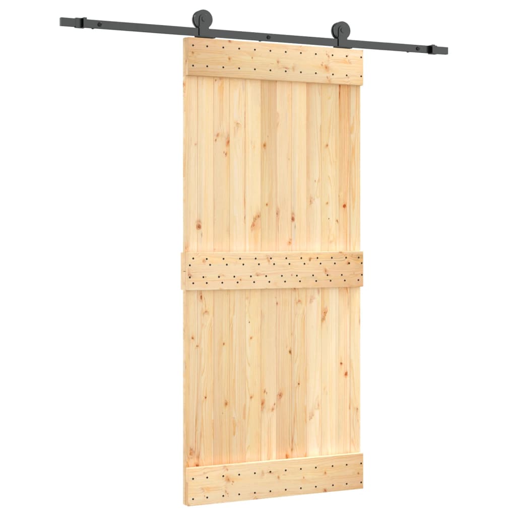 VidaXL Schiebetür mit Beschlägen 90x210 cm massives Kiefernholz